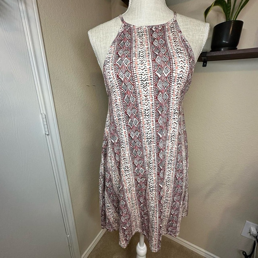 Billabong Red and White Patterned Mini Dress